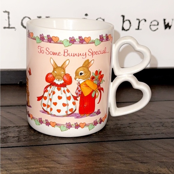 Vintage Heart Handle Bunny Coffee Tea Mug Cup To Some Bunny Special with lots of - Picture 1 of 5